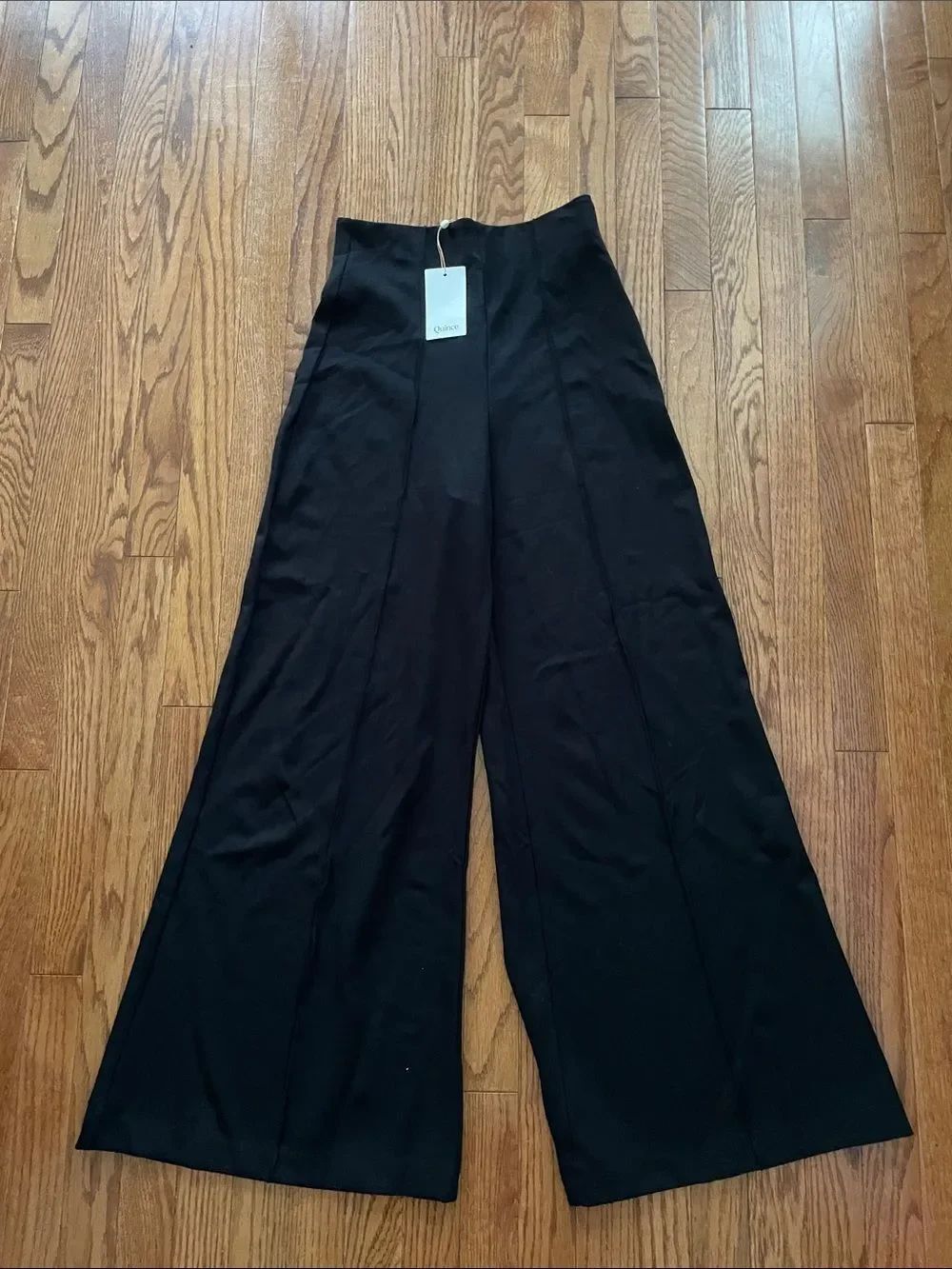 Quince Ultra Stretch Ponte Super Wide Leg Pants Black Women’s Sz Medium NWT